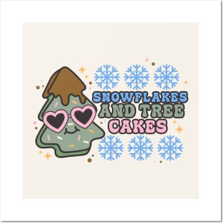 Snowflakes And Tree Cakes Posters and Art